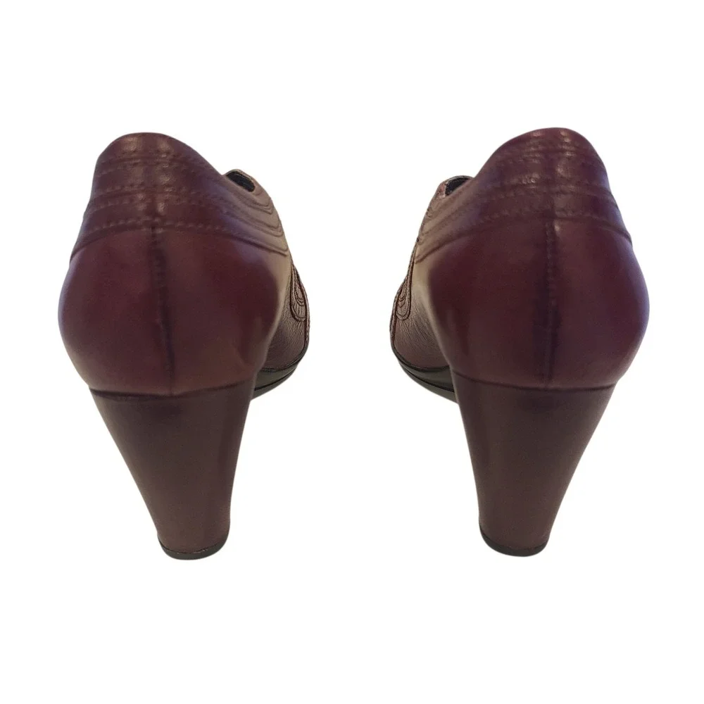 Indigo by Clarks Women's Retro‎ Heels Size 8.5 Burgundy Leather Rockabilly Swing